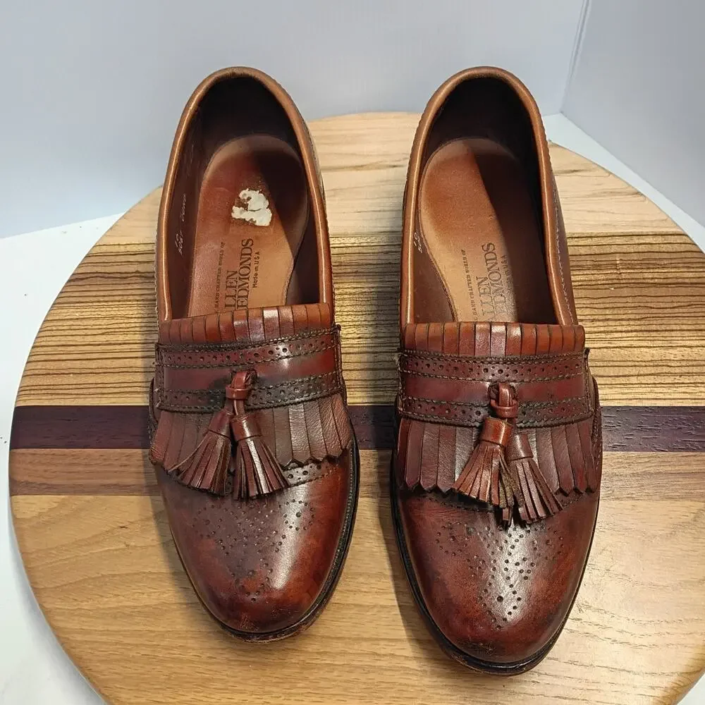 Allen Edmonds Bridgeton Leather Slip On Kiltie Tassel Shoes Loafers Size 10